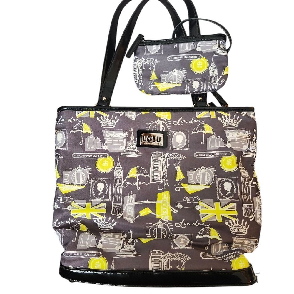 Lulu's Guinness London Vinyl Faux Patent Bag Tote With Coin Pouch
